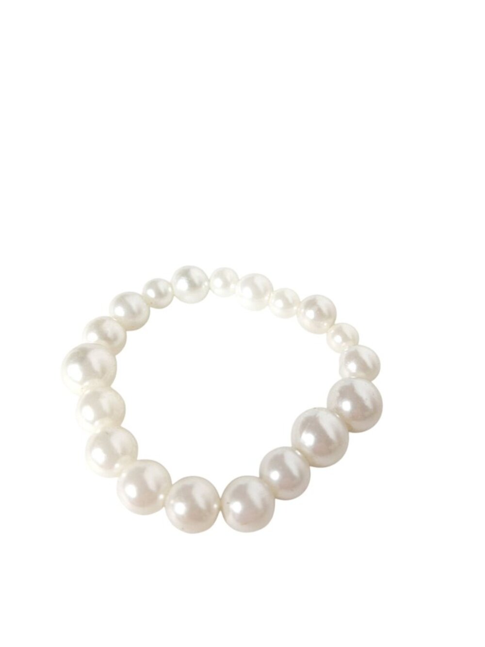 Faux Pearl Bracelet Off White Stretch Elastic Beaded Statement Costume Jewelry